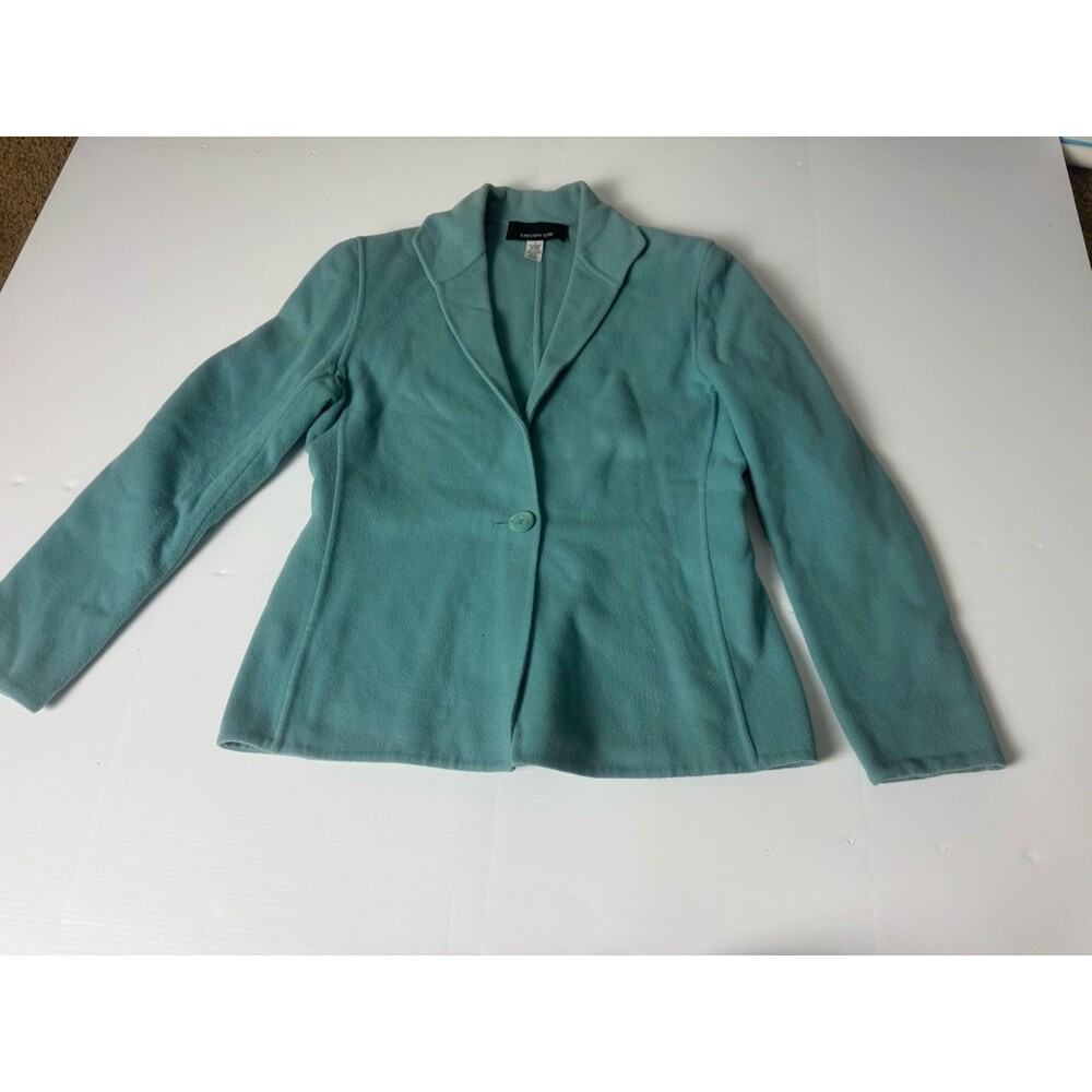 Jones New York Women’s Wool Blend One Button Blazer Jacket Aqua Blue Size 8
